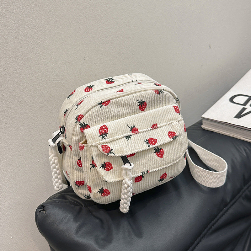 Stylish Corduroy Crossbody Bag