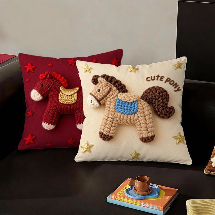 Decorative Pony-Themed Throw Pillow