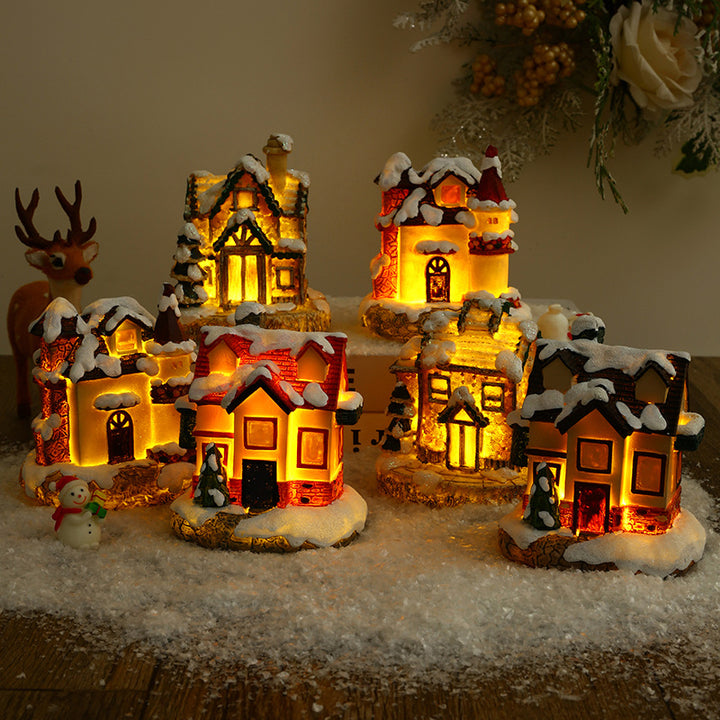 Illuminated Christmas village made of ceramic Stornfield