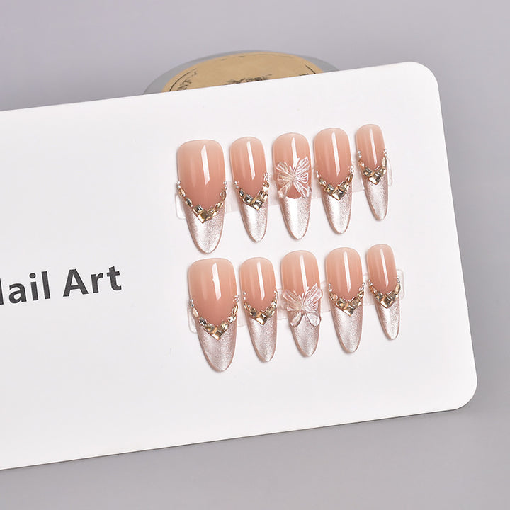 Artistic Floral Embellished Press-On Nail Extensions Stornfield