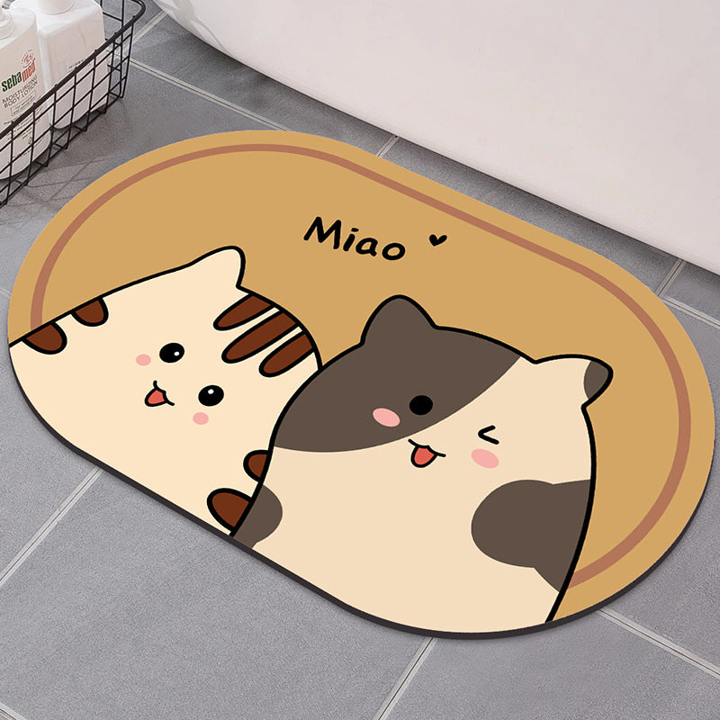 Cute Cartoon Cat Bath Mat