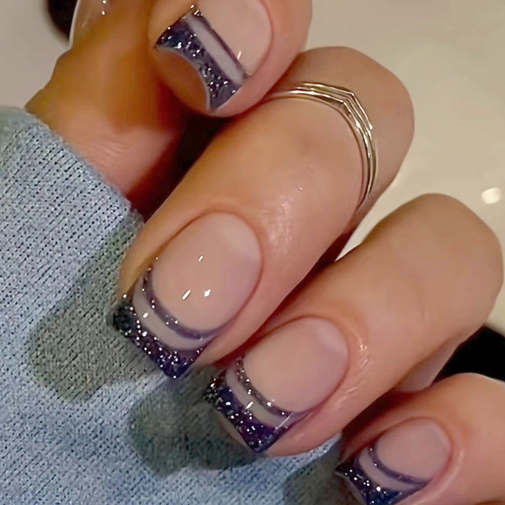 Stylish Glittery French Tip Nail Enhancements Stornfield