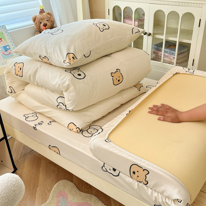 Floral Cotton Sateen Bedding Set with Quilted Duvet Pillow and Memory Foam Topper