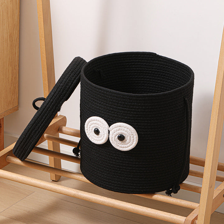 Women's Round Storage Basket with Lid and Eye Design Stornfield