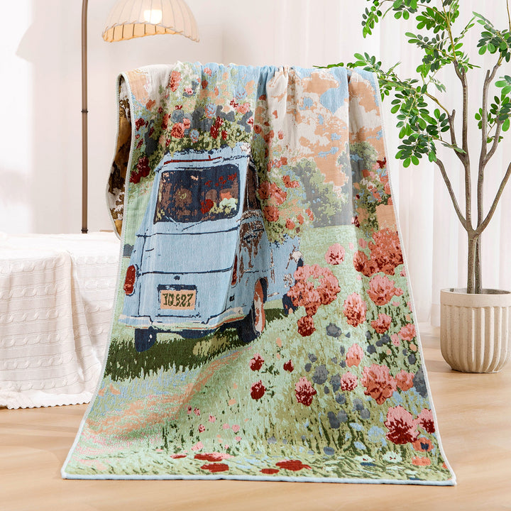 Women's throw blanket with enchanting landscape motif Stornfield