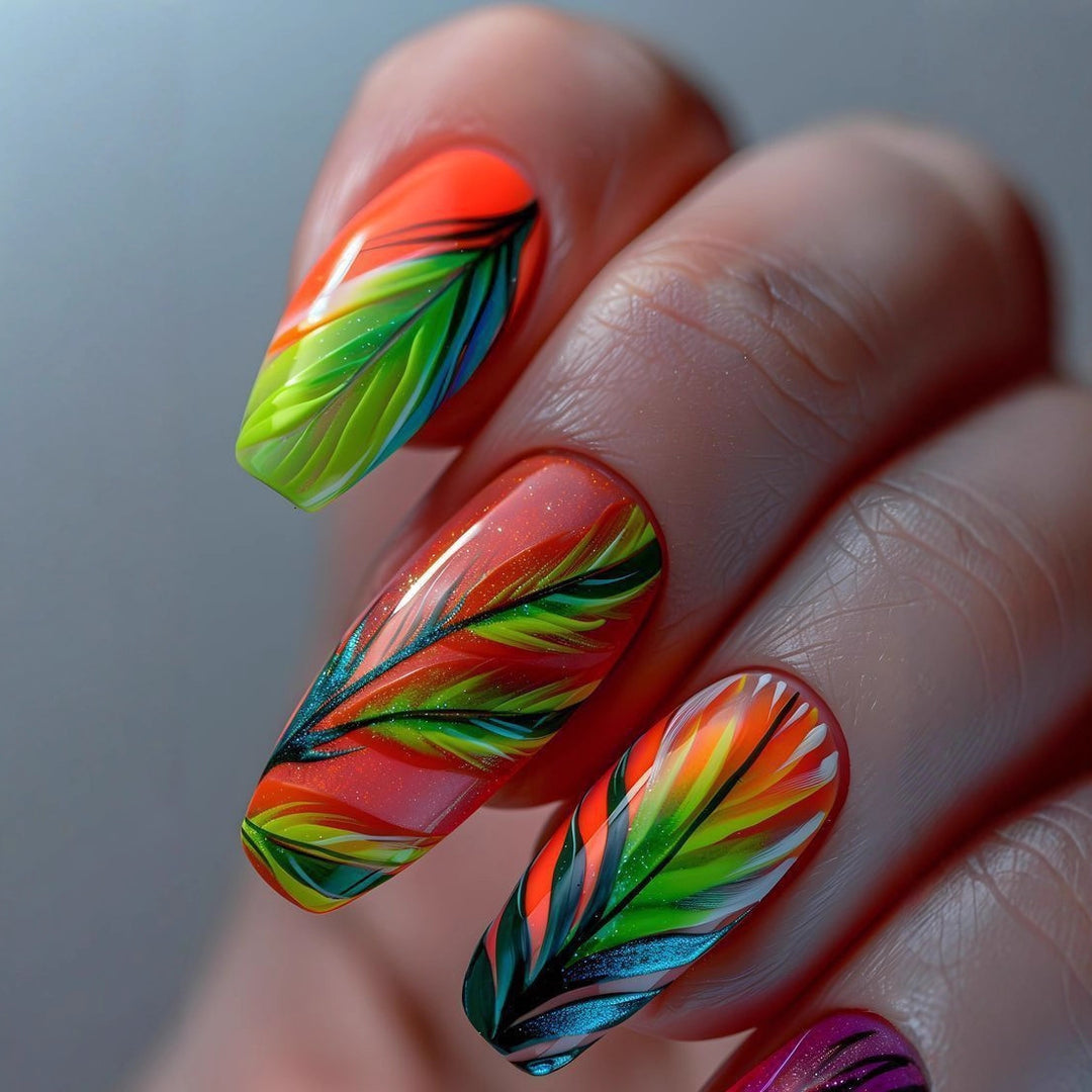 Creative Nail Art with Exotic Leaf Design Stornfield
