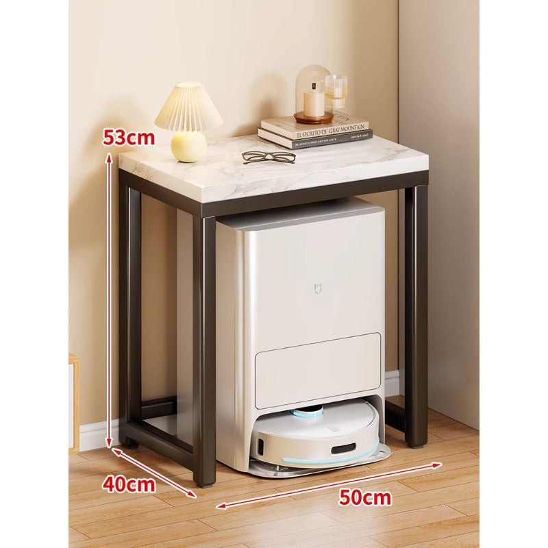 Marble Top Gold Metal Console Stand for Robot Vacuum Dock and Entryway Organizer