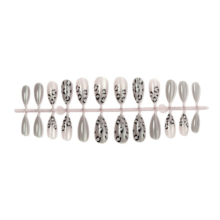 Nail art set with fashionable leopard patterns and elegant shades of gray Stornfield