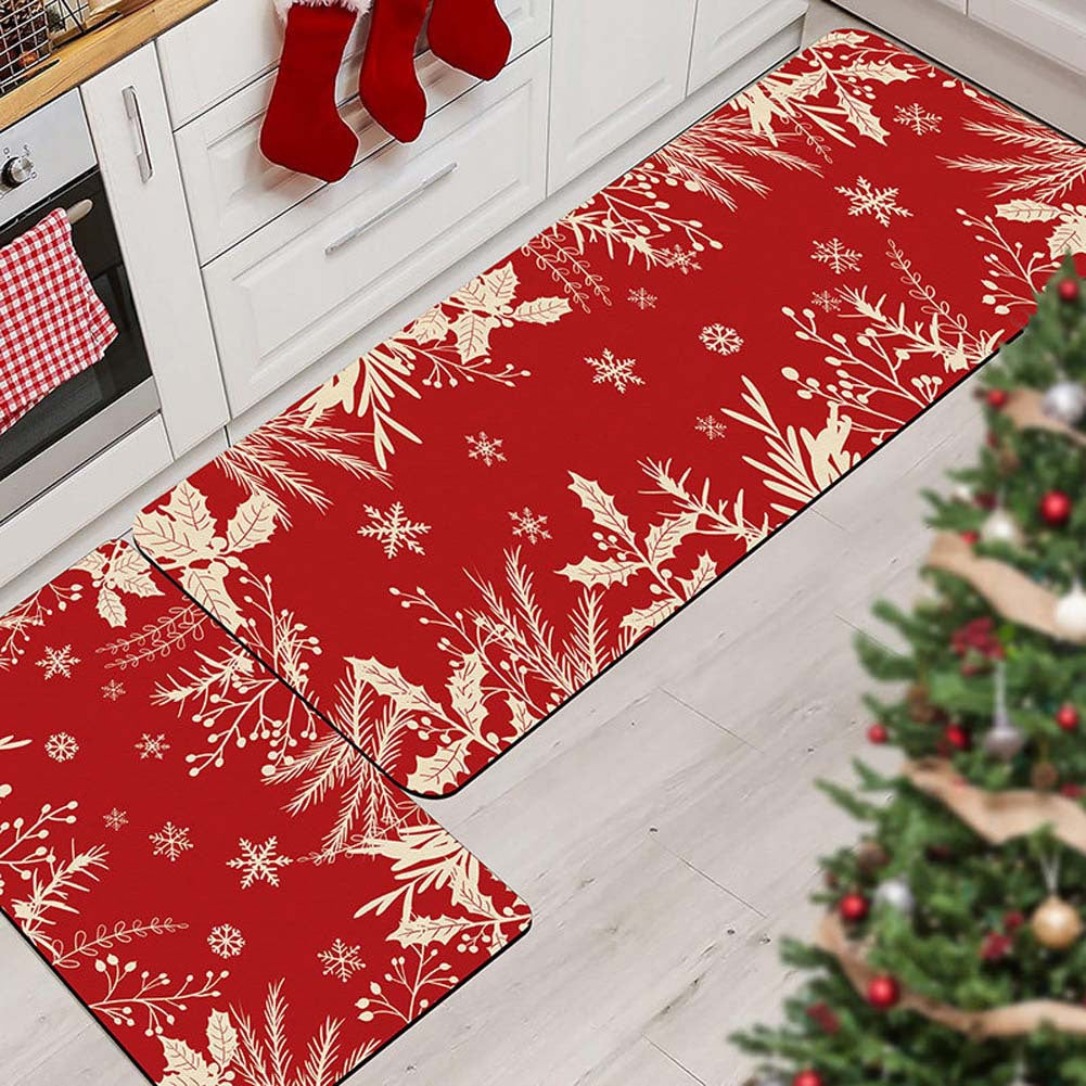 Christmas-Themed Kitchen Mat Set