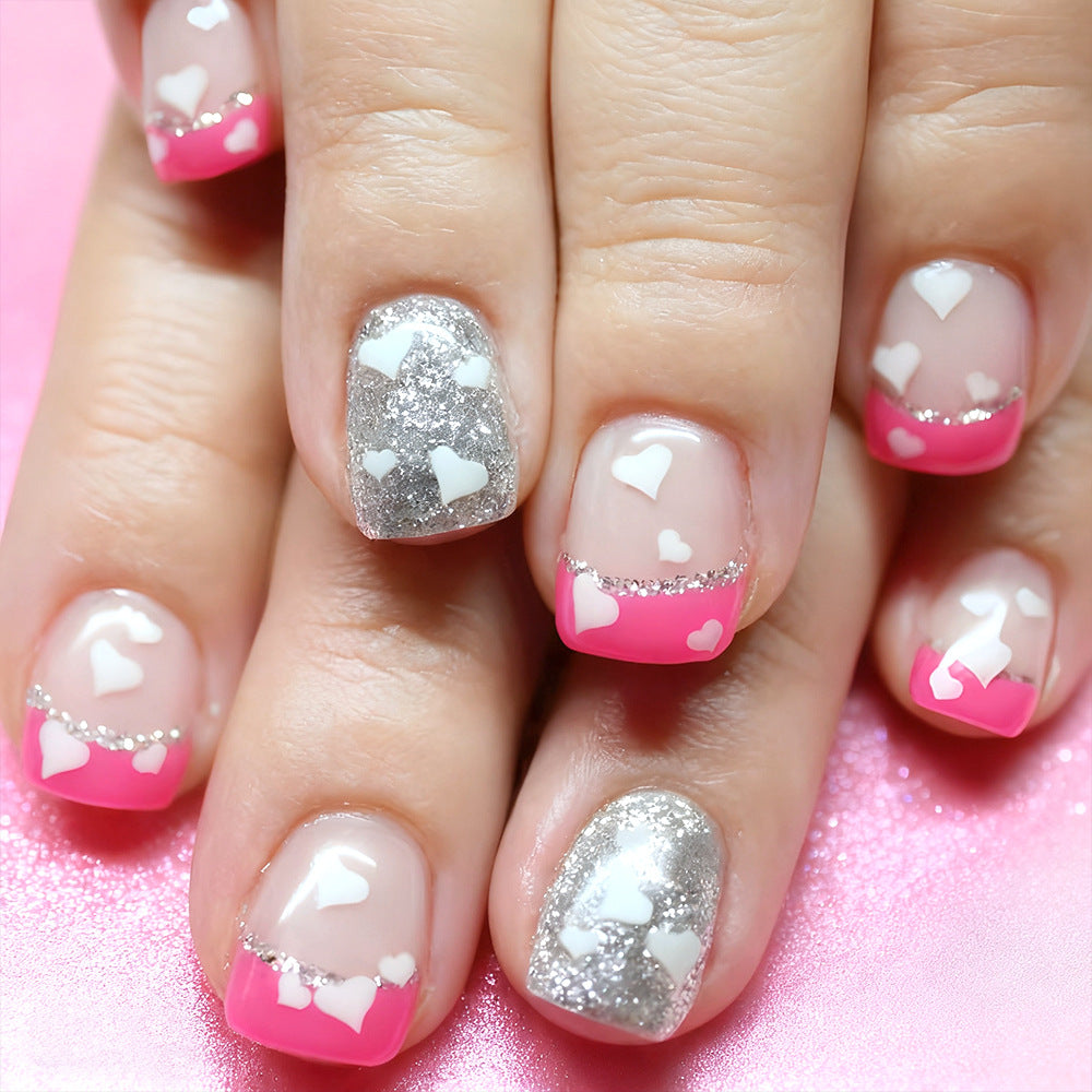 Heart-Embellished Gel Nail Set Stornfield