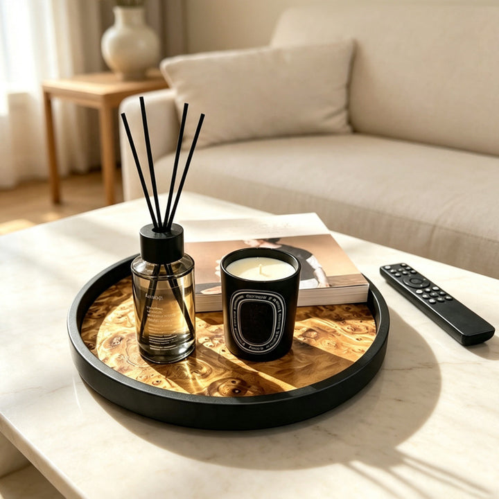 Elegant Round Wooden Serving Tray