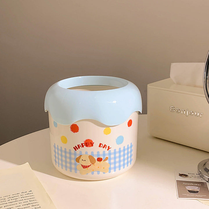 Decorative trash can with playful dog design Stornfield