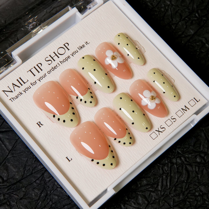 Elegant Press-On Nail Set with Gem Accents