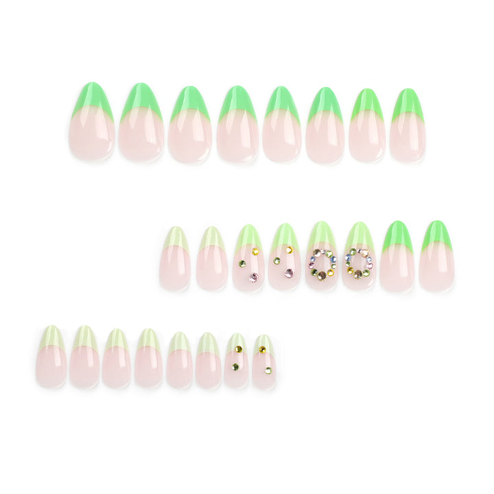 Artificial nail art with spring-like design and sparkling accents Stornfield