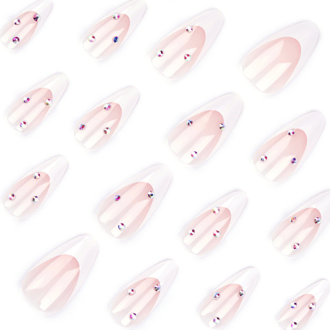 Nail kit with elegant French tips and sparkling accents Stornfield