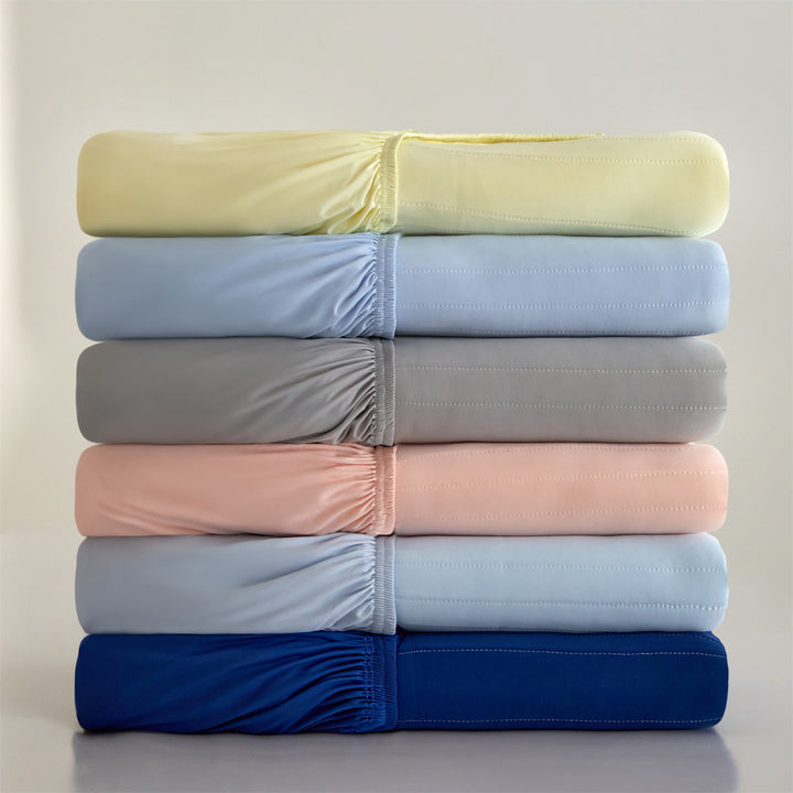 Deep-Pocket Stretch-Fit Mattress Sheet with Microfiber Pinstripe Texture
