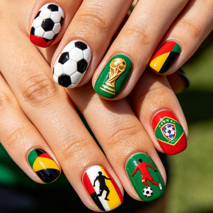 Creative Football Motif Fake Nails Stornfield