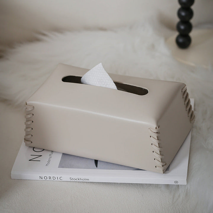 VédaLuxe Leather Tissue Box – Handcrafted Elegance in Woven Leather | Stornfield