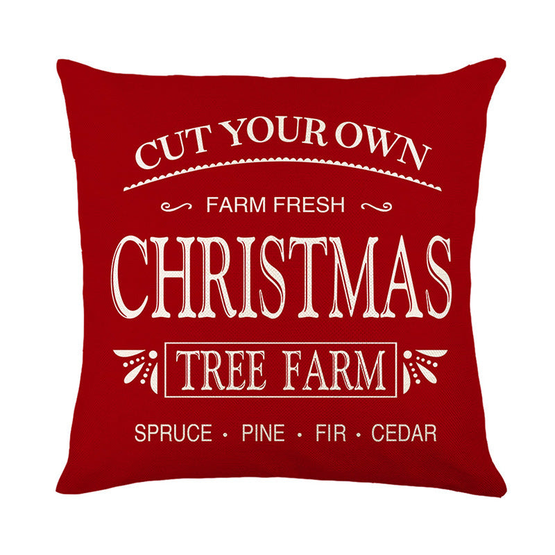 Decorative Cotton-Linen Holiday Throw Pillow Cover Hello Winter Script Print