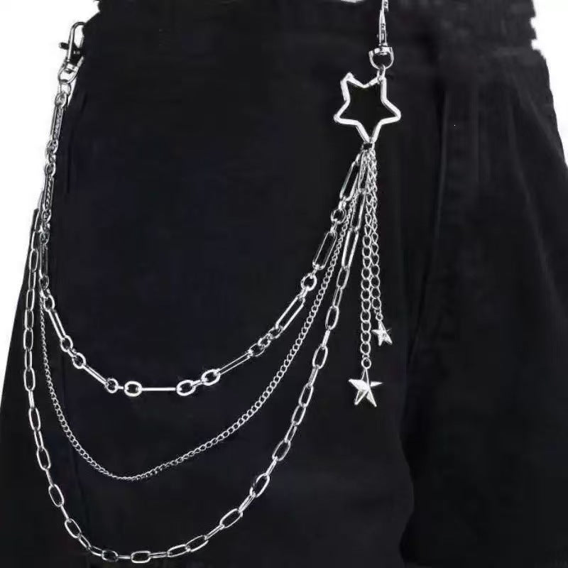 Fashionable chain belt with sparkling star pendant Stornfield