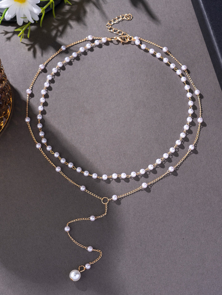 Layered Pearl Chain Necklace Stornfield