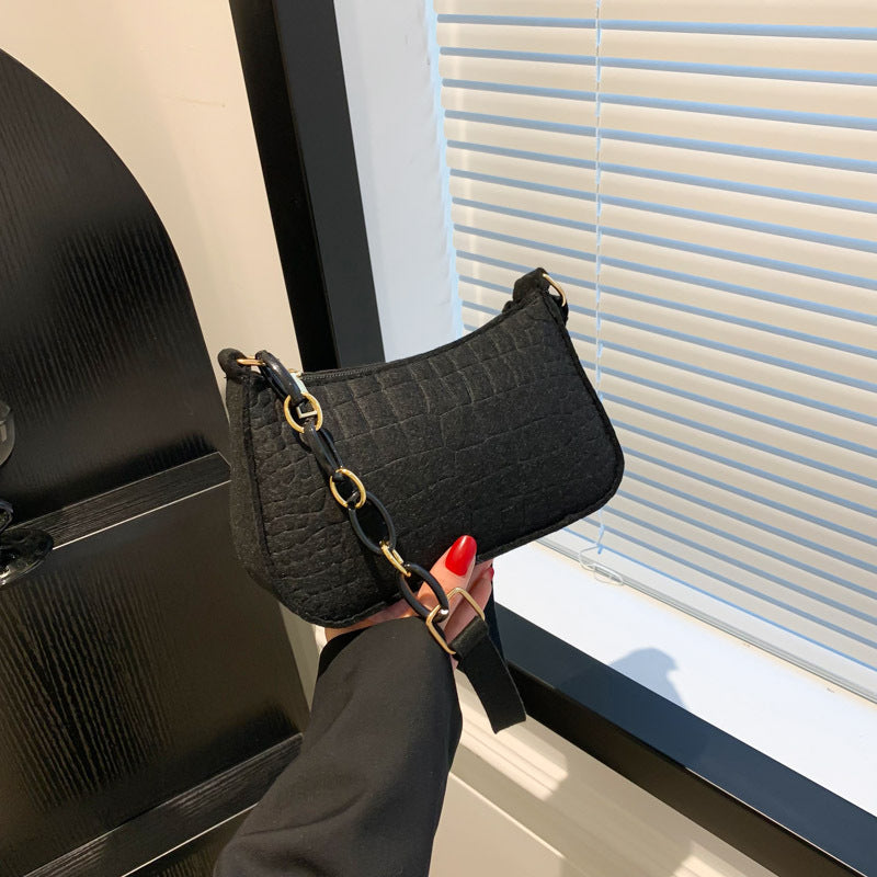Croc-Textured Mini Crossbody Bag
