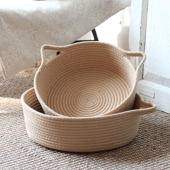 Handcrafted storage basket with handles Stornfield