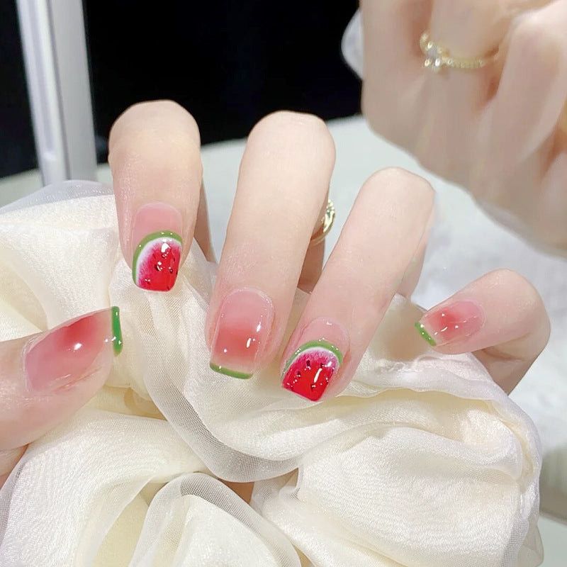 Creative acrylic nail set with watermelon pattern Stornfield