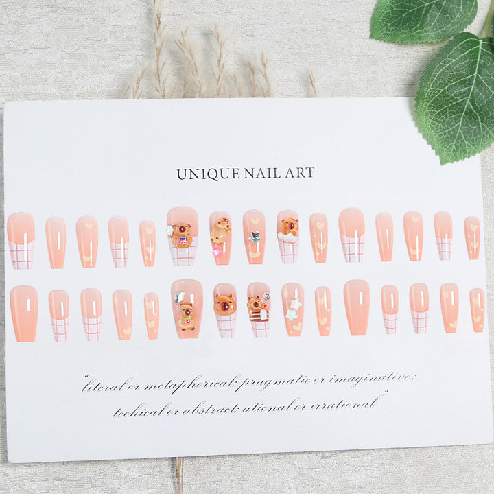 Artificial nail set with charming animal design and sparkling crystal embellishments Stornfield