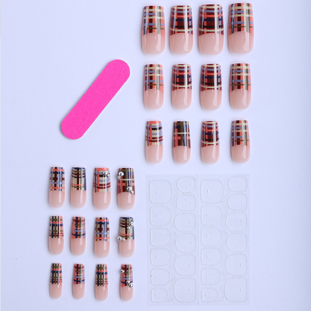 Artificial nails with geometric patterns and glossy accents Stornfield