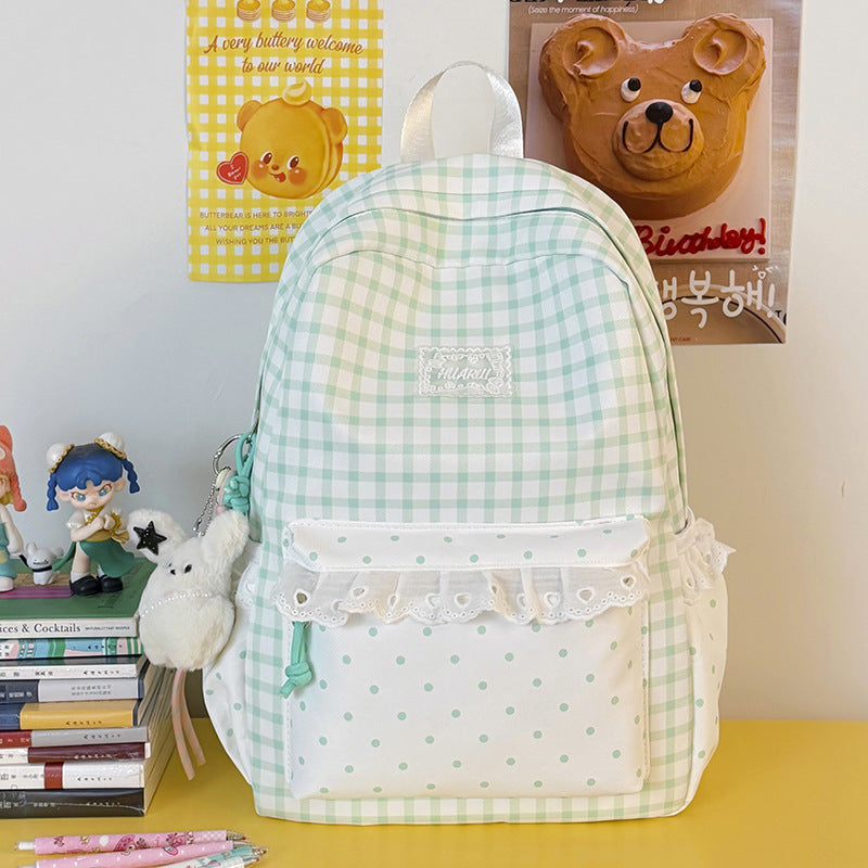 Stylish Gingham Print Casual Backpack Stornfield