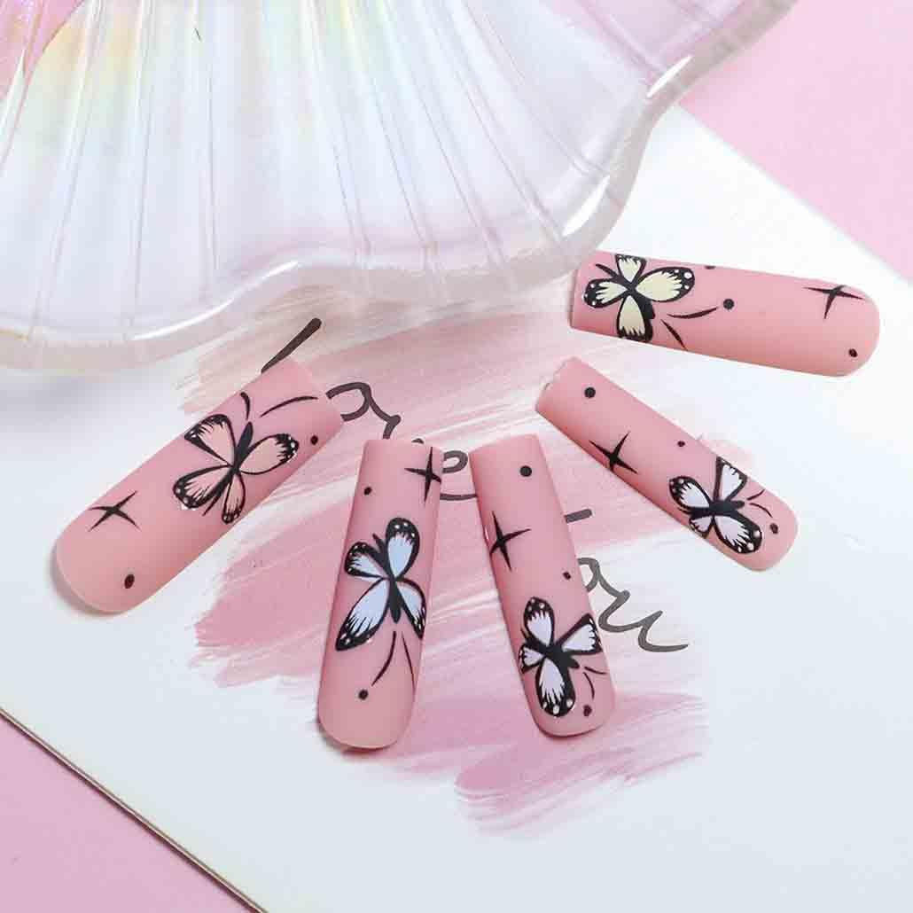 Artistic Floral Ombre Nail Tips Stornfield