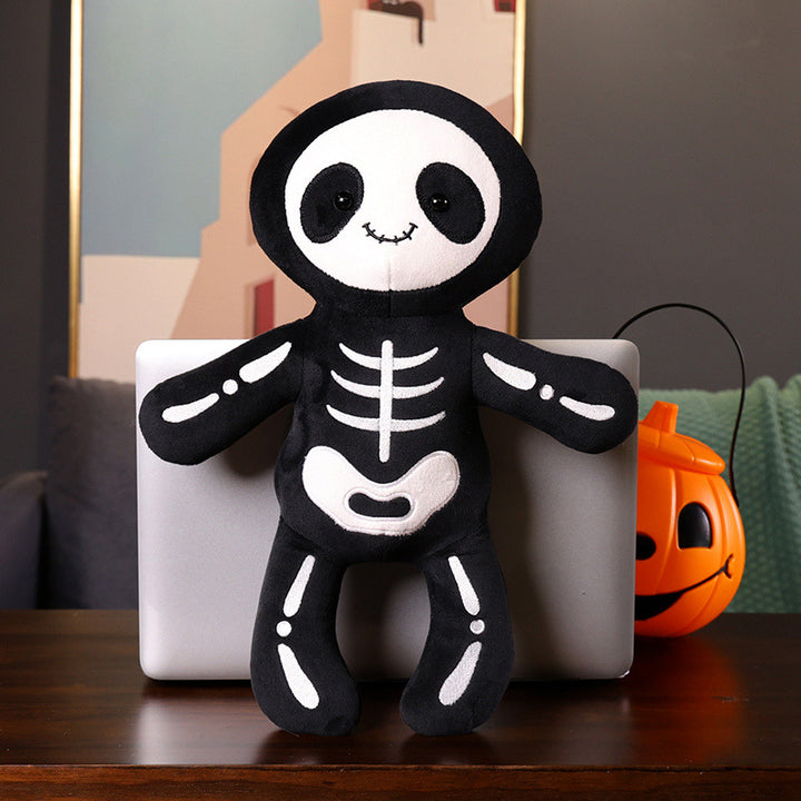 Soft Plush Skeleton Panda Sitting Cuddle Doll with Embroidered Bone Motif Stornfield