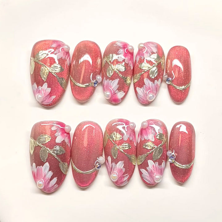 Embellished Floral Press-On Nail Art Set Stornfield