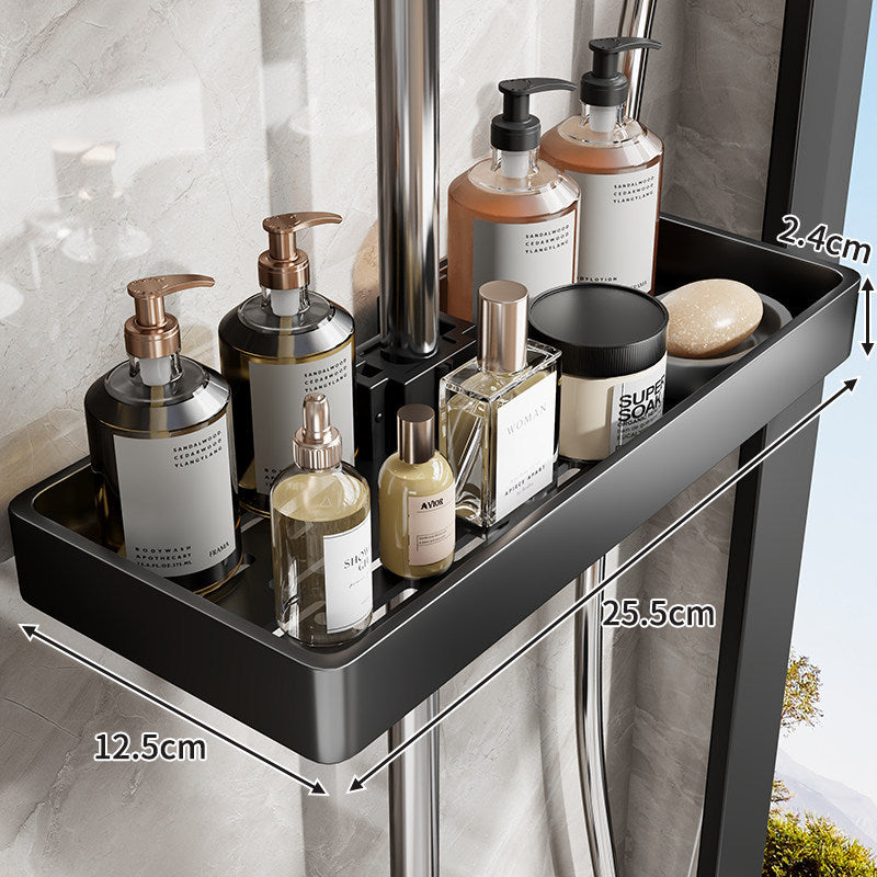 Slim Stainless Steel Shower Shelf Organizer with Integrated Towel Bar
