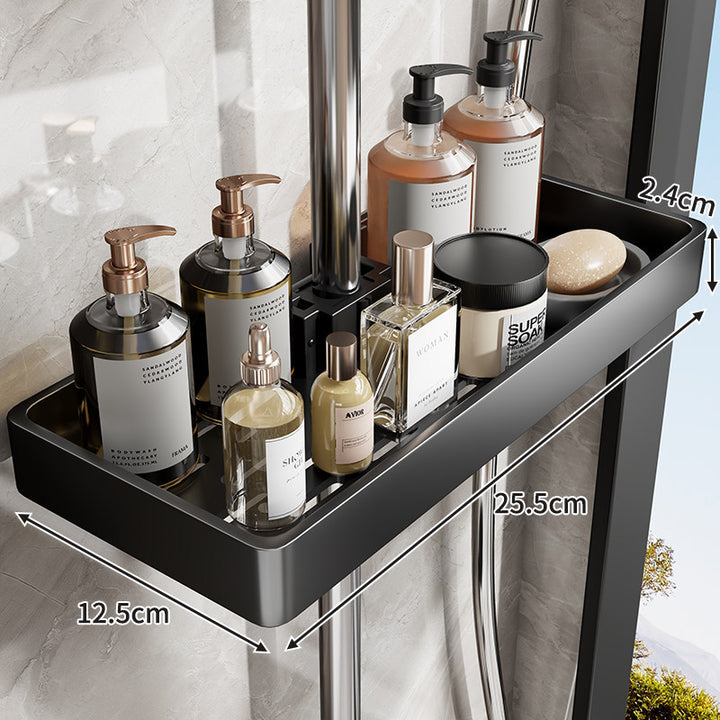 Slim Stainless Steel Shower Shelf Organizer with Integrated Towel Bar