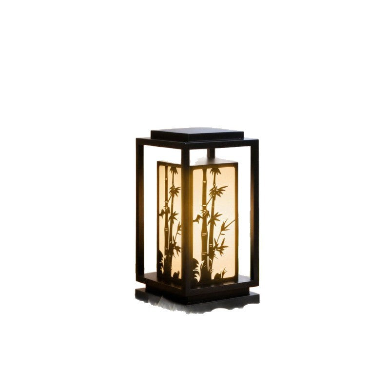 Japanese-Inspired LED Outdoor Lantern With Wooden Frame Stornfield