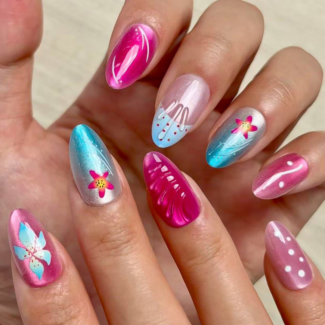 Artistic Floral Design Press-On Nail Set Stornfield