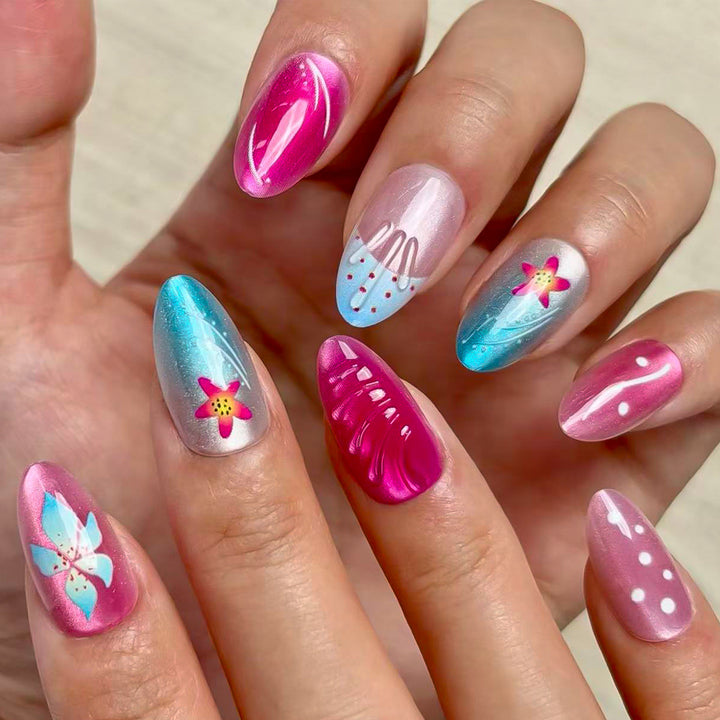 Artistic Floral Design Press-On Nail Set Stornfield