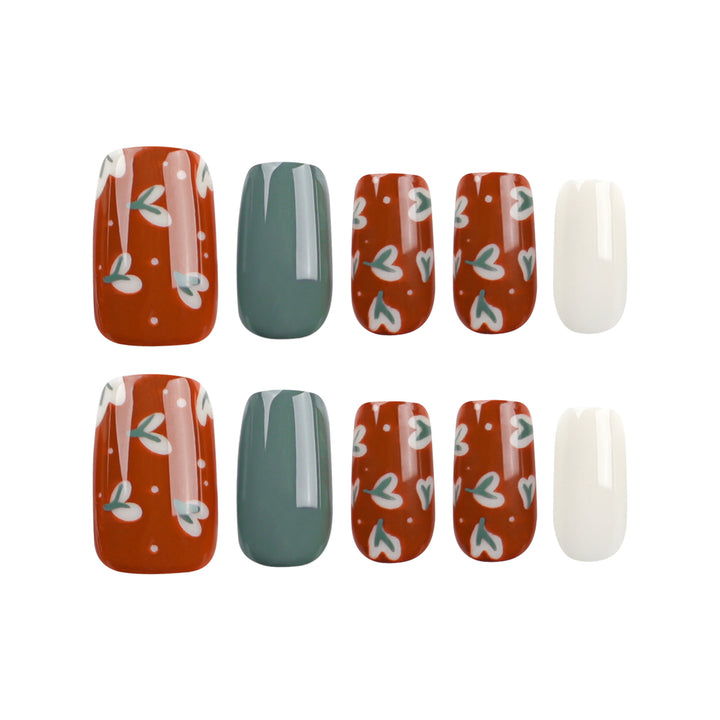 Elegant artificial nails with creative heart decorations Stornfield