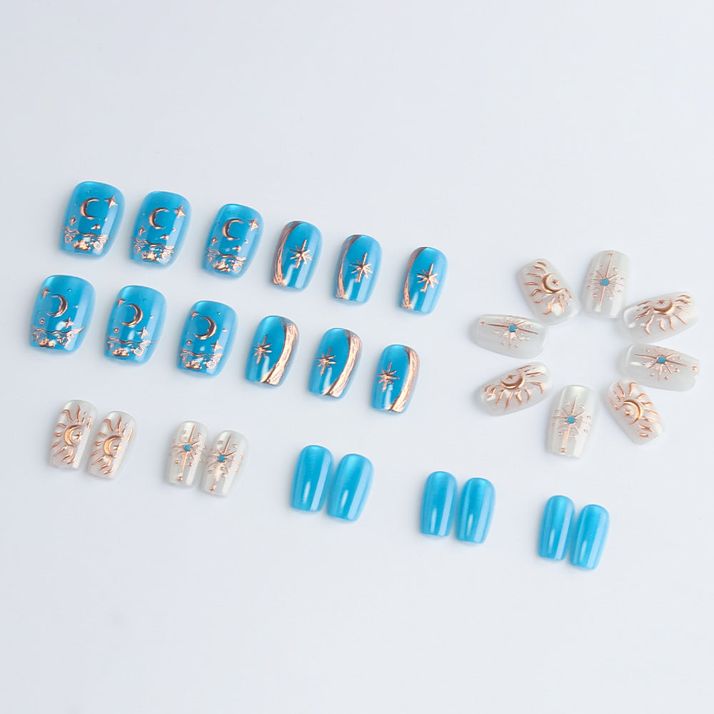 Celestial-Themed Press-On Nail Art Stornfield