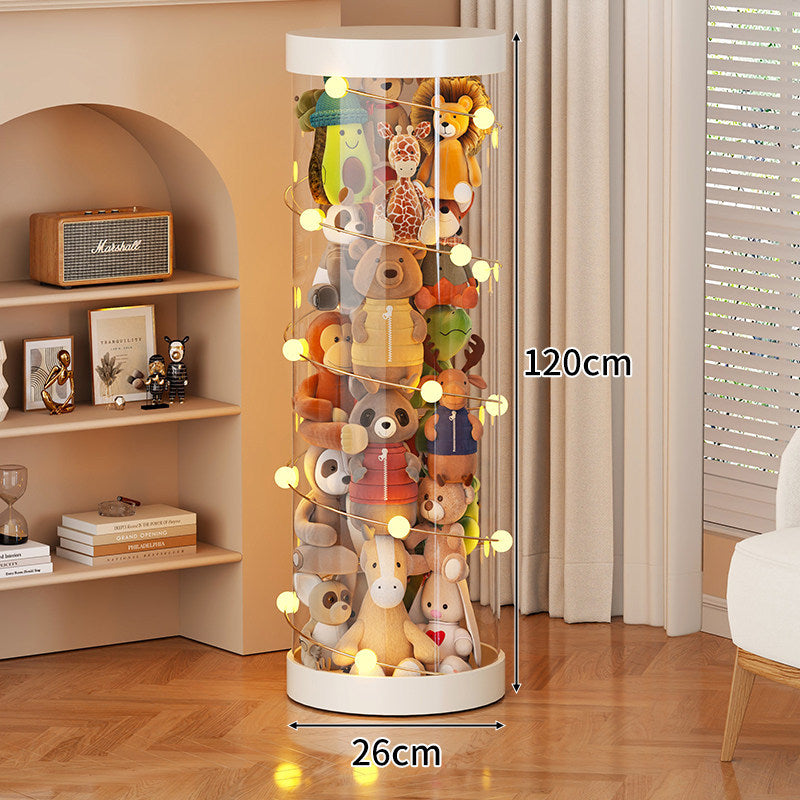 Tall Transparent Cylindrical Plush Toy Display & Storage Tower
