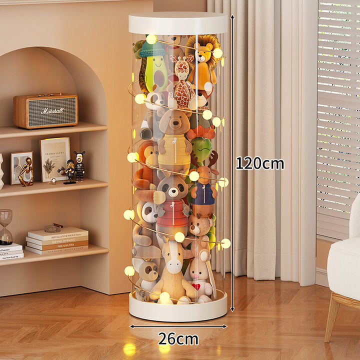 Tall Transparent Cylindrical Plush Toy Display & Storage Tower