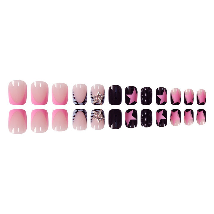 Artistic Press-On Nail Set with Star and Glitter Accents Stornfield