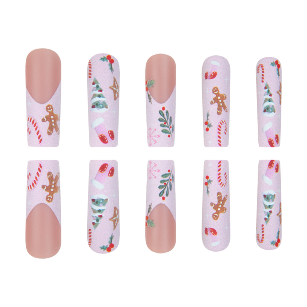 Festive Holiday-Themed Long Press-On Nails Stornfield