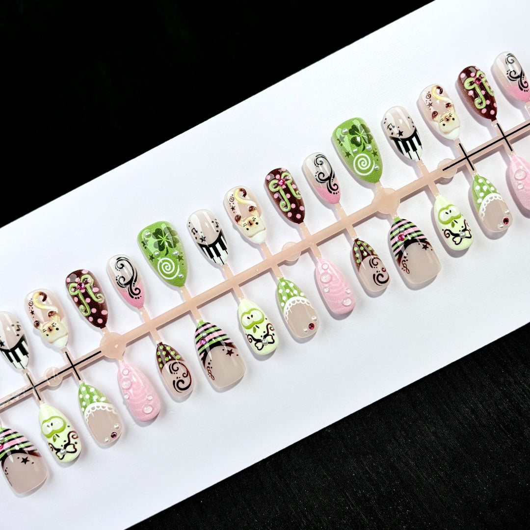 Themed Artistic Press-On Nail Design Set