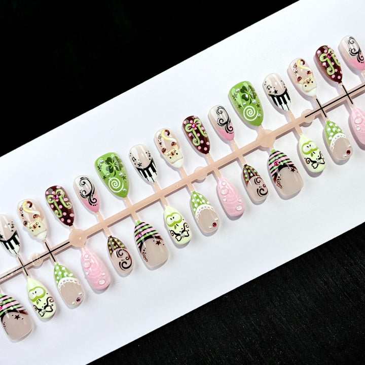 Themed Artistic Press-On Nail Design Set