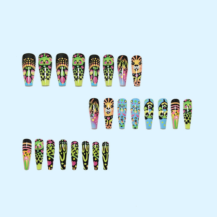 Creative artificial nails with colorful animal designs Stornfield