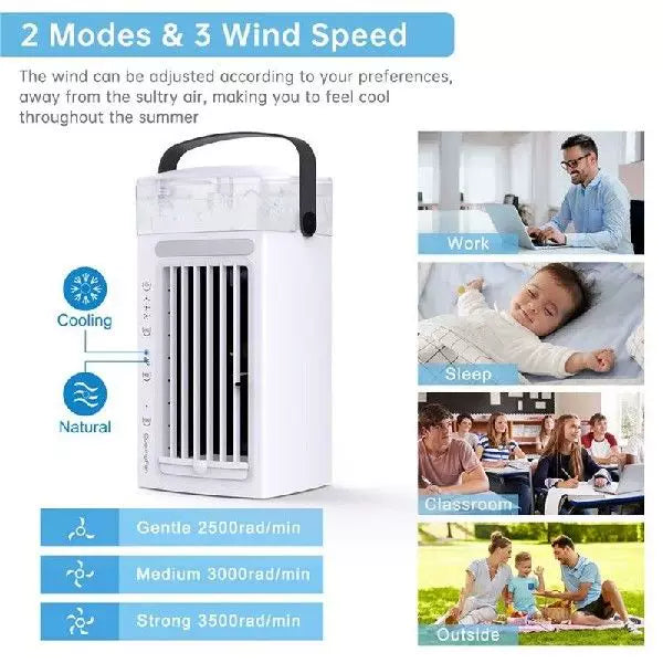 Unisex One Size Micro Desktop Evaporative Cooler with Replaceable Activated Carbon Cooling Pad USB Powered Adjustable Louvers Stornfield