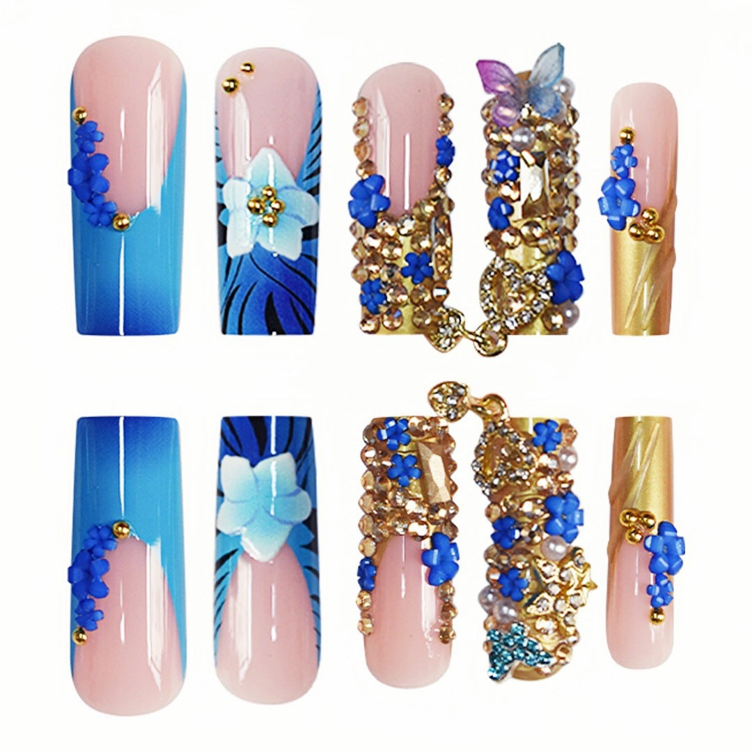 Artistic Floral Embellished Press-On Nail Extensions Stornfield